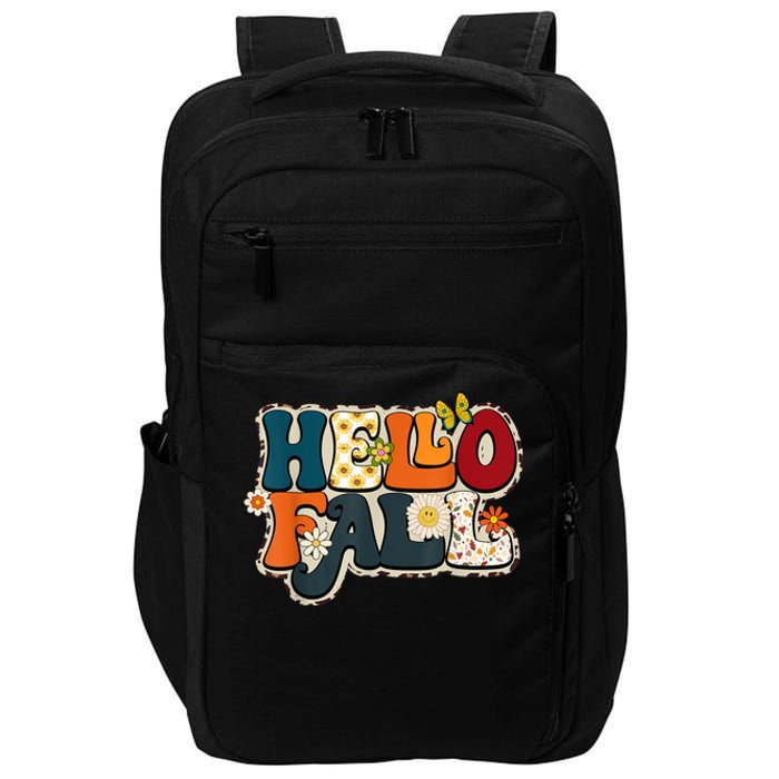 Hello Fall Retro Groovy Pumpkin Season Leopard Autumn Impact Tech Backpack