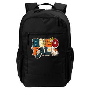 Hello Fall Retro Groovy Pumpkin Season Leopard Autumn Daily Commute Backpack