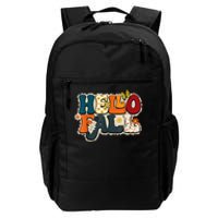 Hello Fall Retro Groovy Pumpkin Season Leopard Autumn Daily Commute Backpack