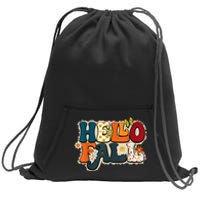 Hello Fall Retro Groovy Pumpkin Season Leopard Autumn Sweatshirt Cinch Pack Bag