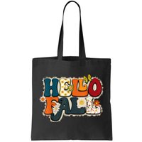 Hello Fall Retro Groovy Pumpkin Season Leopard Autumn Tote Bag