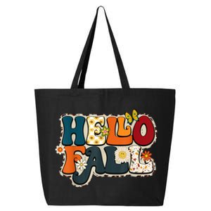 Hello Fall Retro Groovy Pumpkin Season Leopard Autumn 25L Jumbo Tote