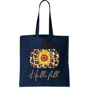 Hello Fall Sunflower Pumpkin Tote Bag