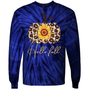 Hello Fall Sunflower Pumpkin Tie-Dye Long Sleeve Shirt