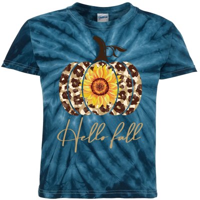 Hello Fall Sunflower Pumpkin Kids Tie-Dye T-Shirt