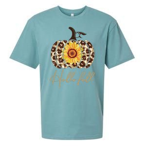 Hello Fall Sunflower Pumpkin Sueded Cloud Jersey T-Shirt