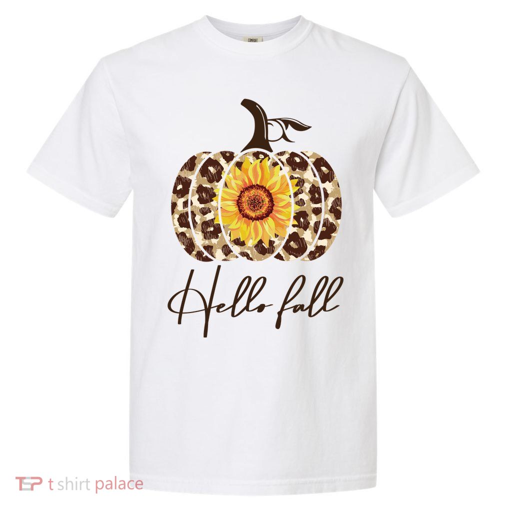 Hello Fall Sunflower Pumpkin Garment-Dyed Heavyweight T-Shirt