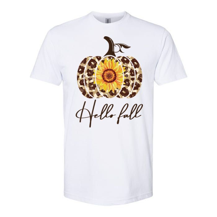 Hello Fall Sunflower Pumpkin Softstyle CVC T-Shirt