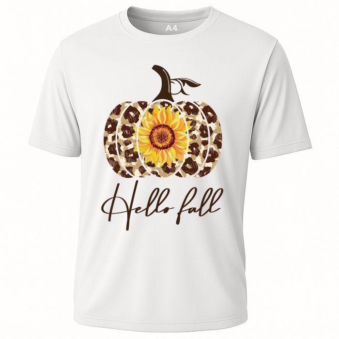 Hello Fall Sunflower Pumpkin Cooling Performance Crew T-Shirt