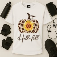 Hello Fall Sunflower Pumpkin Cooling Performance Crew T-Shirt