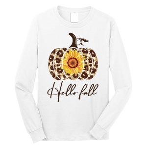 Hello Fall Sunflower Pumpkin Long Sleeve Shirt