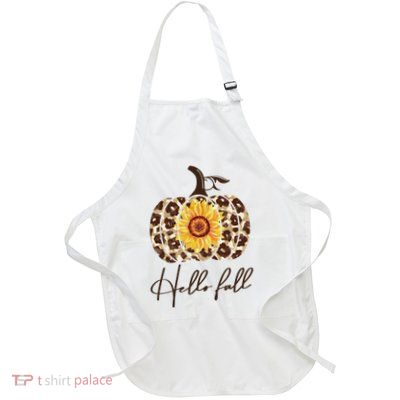 Hello Fall Sunflower Pumpkin Full-Length Apron With Pockets