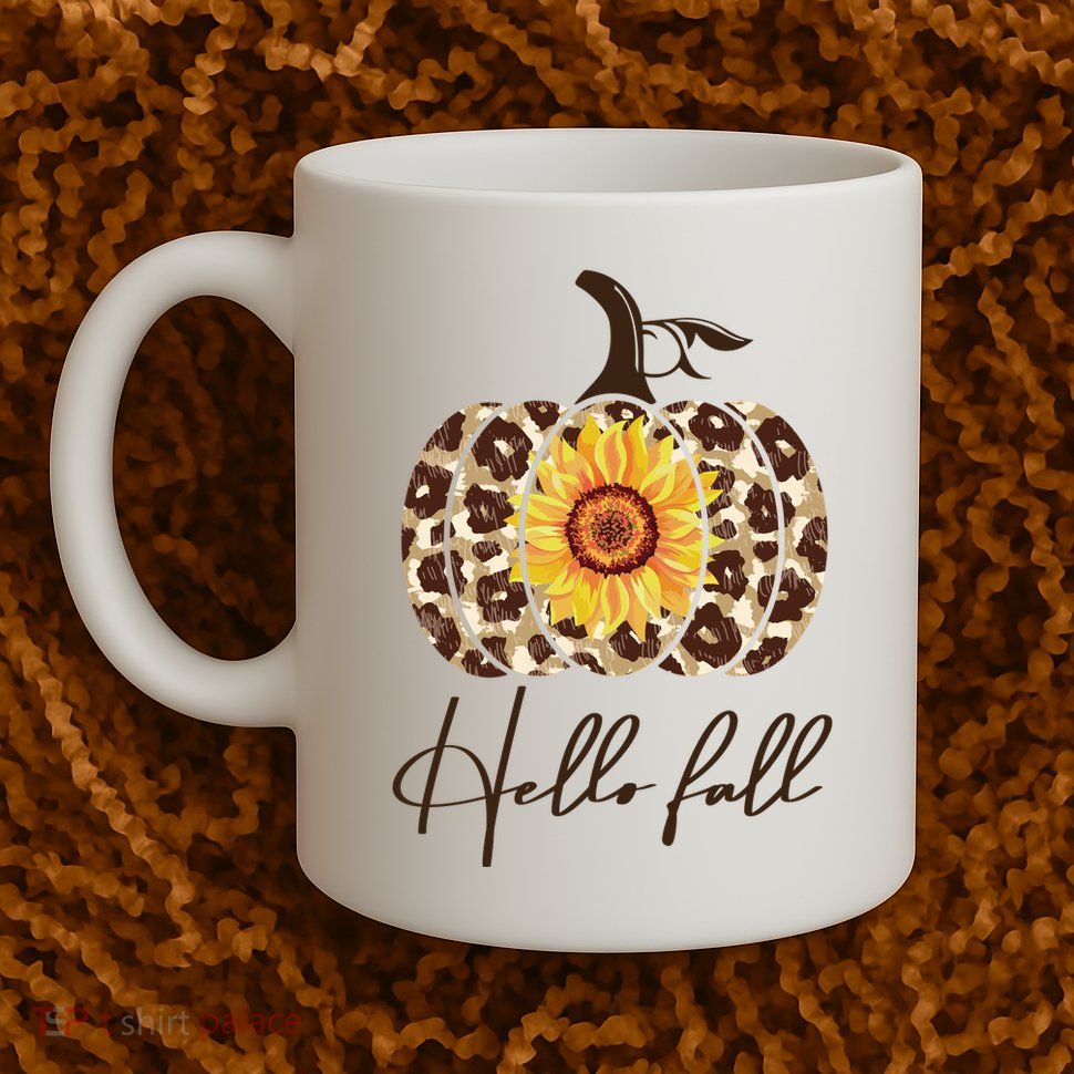 Hello Fall Sunflower Pumpkin Mug