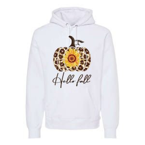 Hello Fall Sunflower Pumpkin Premium Hoodie