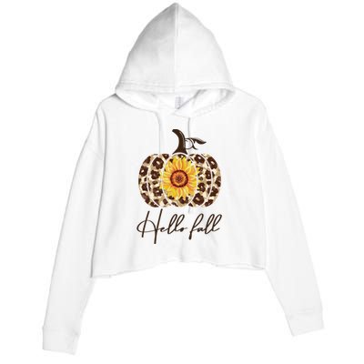 Hello Fall Sunflower Pumpkin Crop Fleece Hoodie