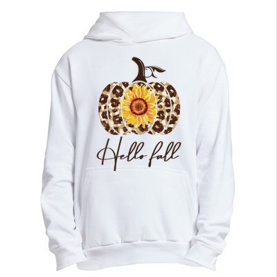 Hello Fall Sunflower Pumpkin Urban Pullover Hoodie