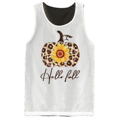 Hello Fall Sunflower Pumpkin Mesh Reversible Basketball Jersey Tank