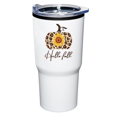 Hello Fall Sunflower Pumpkin Tumbler