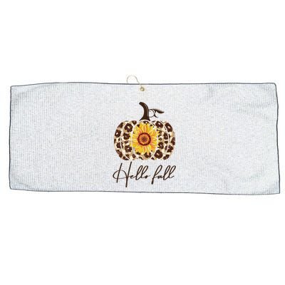 Hello Fall Sunflower Pumpkin Large Microfiber Waffle Golf Towel
