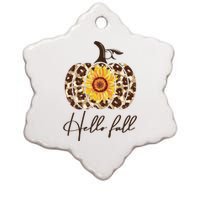 Hello Fall Sunflower Pumpkin Ceramic Star Ornament