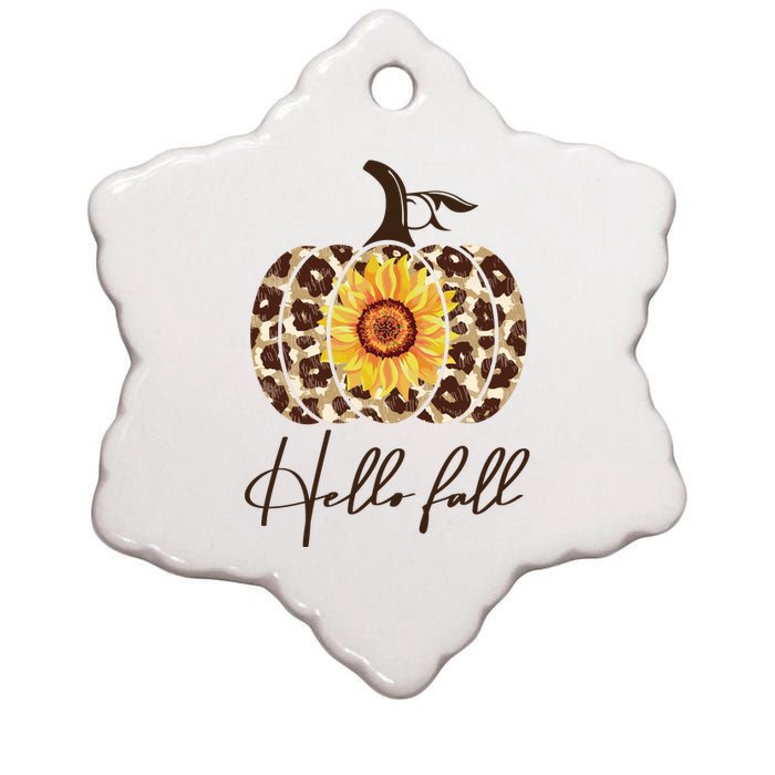 Hello Fall Sunflower Pumpkin Ceramic Star Ornament