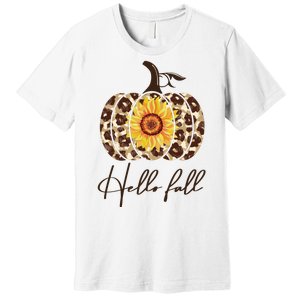 Hello Fall Sunflower Pumpkin Premium T-Shirt