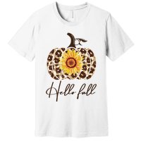 Hello Fall Sunflower Pumpkin Premium T-Shirt