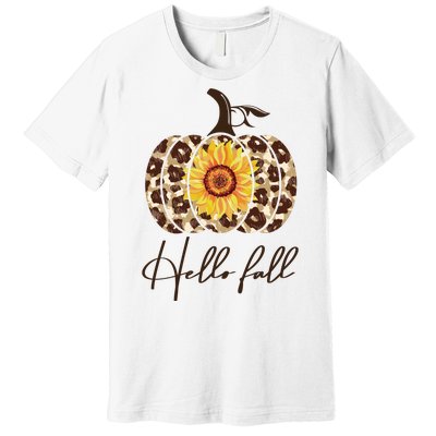 Hello Fall Sunflower Pumpkin Premium T-Shirt