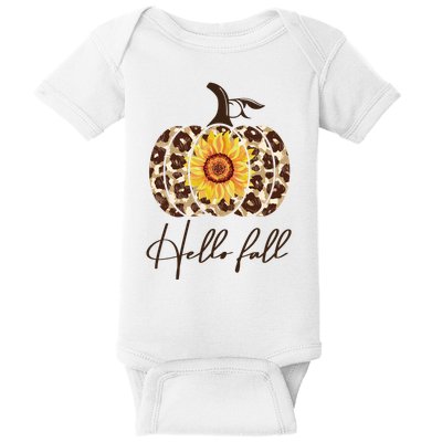 Hello Fall Sunflower Pumpkin Baby Bodysuit