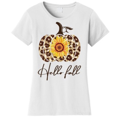 Hello Fall Sunflower Pumpkin Women's T-Shirt