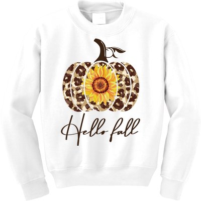 Hello Fall Sunflower Pumpkin Kids Sweatshirt