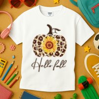 Hello Fall Sunflower Pumpkin Kids T-Shirt
