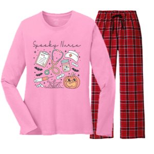 Halloween Funny Spooky Nurse Medical Kit Great Gift Women's Long Sleeve Flannel Pajama Set 