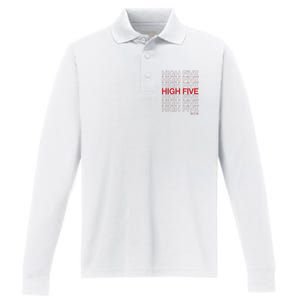 High Five Spread Joy All Over The World Performance Long Sleeve Polo