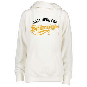 Here For Schitzengiggles Oktoberfest Group Bachelor Party Womens Funnel Neck Pullover Hood