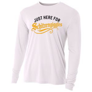 Here For Schitzengiggles Oktoberfest Group Bachelor Party Cooling Performance Long Sleeve Crew