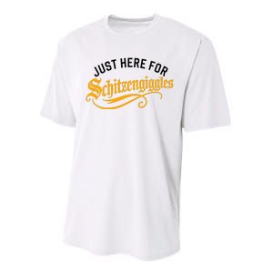 Here For Schitzengiggles Oktoberfest Group Bachelor Party Performance Sprint T-Shirt