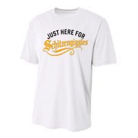 Here For Schitzengiggles Oktoberfest Group Bachelor Party Performance Sprint T-Shirt