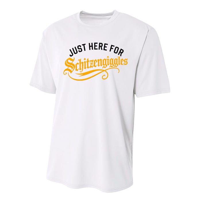 Here For Schitzengiggles Oktoberfest Group Bachelor Party Performance Sprint T-Shirt