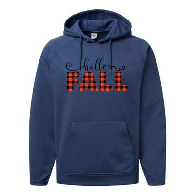 Hello Fall Season Greetings Autumn Leaves Pumpkin Spice Pun Funny Gift Performance Fleece Hoodie