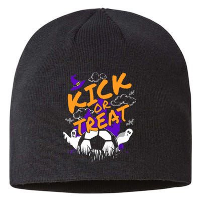 Halloween For Soccer Players With A Soccer Ball Sustainable Beanie