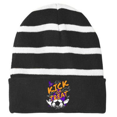 Halloween For Soccer Players With A Soccer Ball Striped Beanie with Solid Band