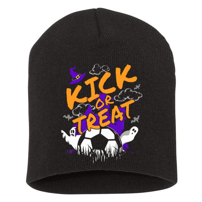 Halloween For Soccer Players With A Soccer Ball Short Acrylic Beanie