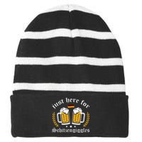 Here for Schitzengiggles Oktoberfest Group Bachelor Party Striped Beanie with Solid Band