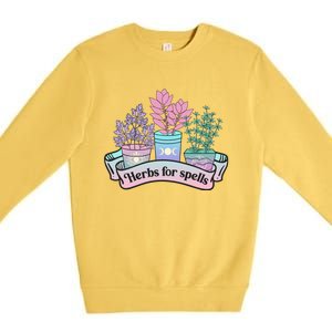 Herbs For Spells Halloween Pastel Goth Witchy Spooky Creepy Funny Gift Premium Crewneck Sweatshirt