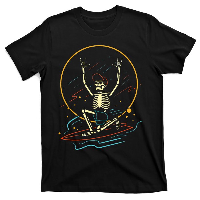 Halloween Funny Skeleton Surfing Rad Surfer T-Shirt