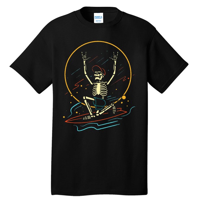 Halloween Funny Skeleton Surfing Rad Surfer Tall T-Shirt