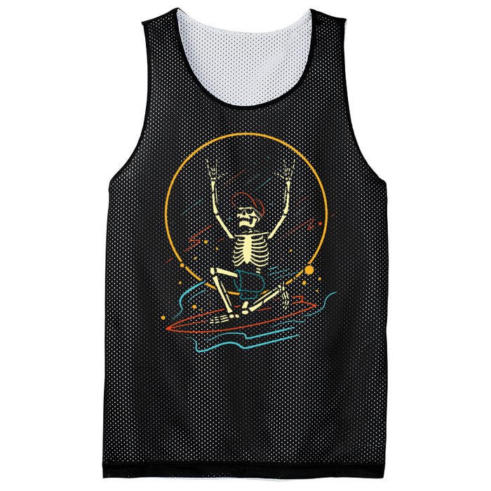 Halloween Funny Skeleton Surfing Rad Surfer Mesh Reversible Basketball Jersey Tank