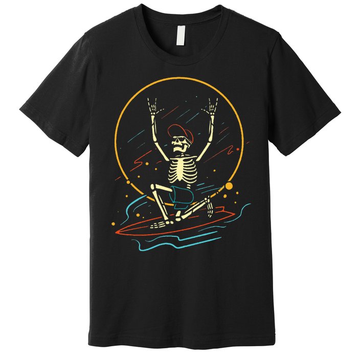 Halloween Funny Skeleton Surfing Rad Surfer Premium T-Shirt