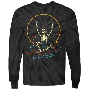 Halloween Funny Skeleton Surfing Rad Surfer Tie-Dye Long Sleeve Shirt